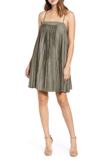Women's Love, Fire Pleated Shift Dress - Green