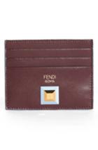 Fendi Rainbow Stud Leather Card Case - Beige