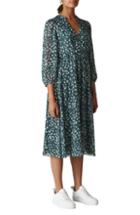 Women's Whistles Adrianna Cheetah Print Midi Dress Us / 4 Uk - Blue/green