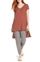 Women's Eileen Fisher High/low Silk Top - Brown