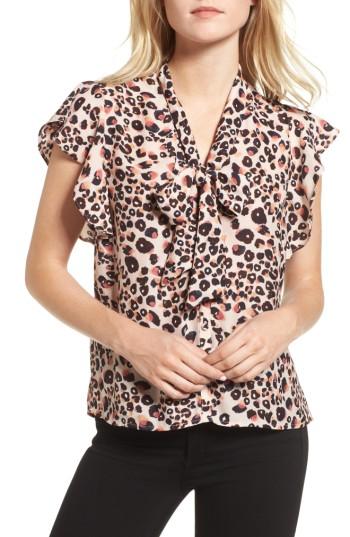 Women's Cupcakes And Cashmere Gabe Tie Neck Blouse - Pink