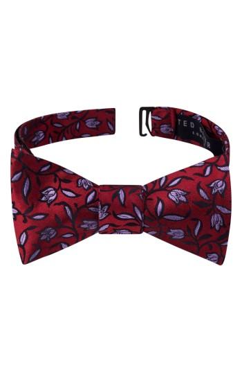 Men's Ted Baker London Botanical Bow Tie, Size - Red