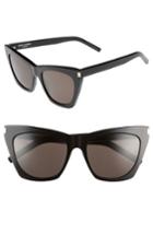Women's Saint Laurent Kate 55mm Cat Eye Sunglasses - Black