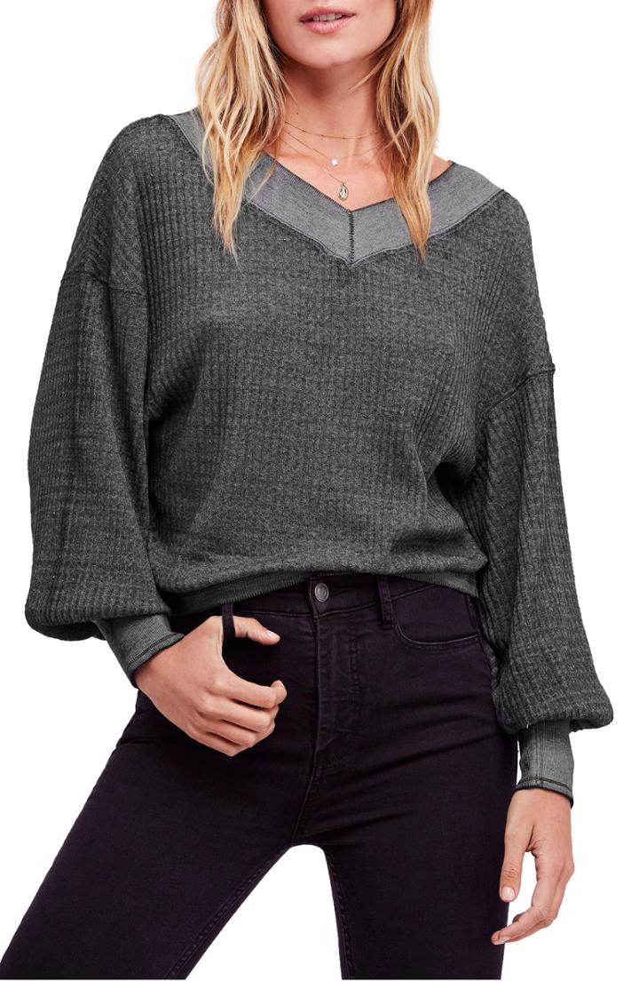 Women's We The Free By Free People South Side Thermal Top - Black