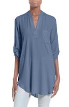 Women's Perfect Roll Tab Sleeve Tunic, Size - Blue