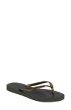 Women's Havaianas 'slim Logo' Metallic Flip Flop /36 Br - Grey