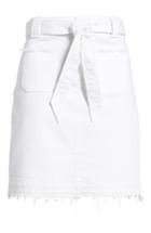 Women's Caslon Belted Release Hem Stretch Cotton Twill Skirt - White