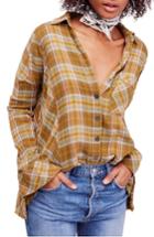 Women's Free People Juniper Ridge Plaid Herringbone Shirt - Metallic