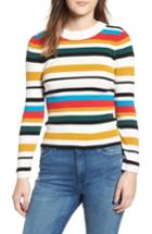 Women's Cotton Emporium Stripe Rib Knit Sweater - White