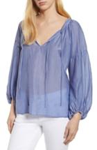 Women's Velvet By Graham & Spencer Silk Cotton Voile Peasant Blouse - Blue