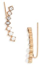 Women's Topshop Rhinestone & Imitation Pearl Crawler Earrings