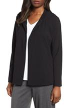 Women's Eileen Fisher Stretch Organic Cotton Hooded Cardigan, Size - Black