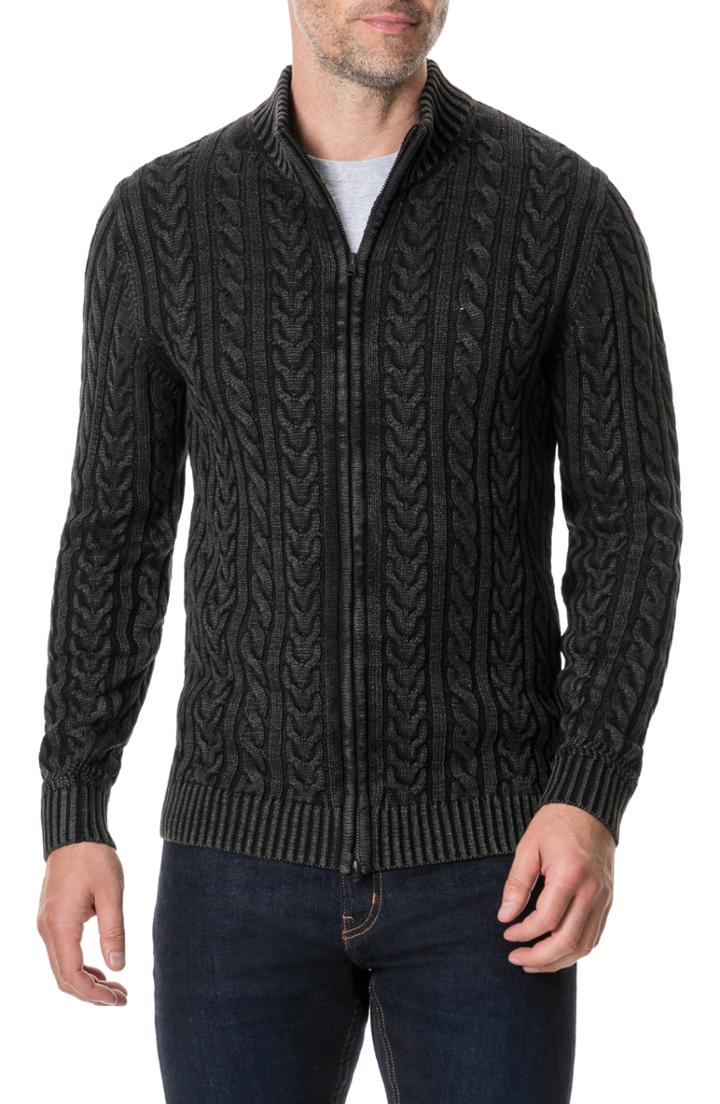 Men's Rodd & Gunn Northope Cable Zip Cardigan - Grey