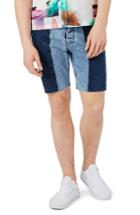 Men's Topman Spliced Slim Fit Denim Shorts - Blue