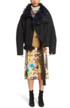 Women's Acne Studios Cees Coat With Genuine Shearling Trim Us / 34 Eu - Black
