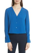 Women's Diane Von Furstenberg Cuffed Silk Blouse - Blue