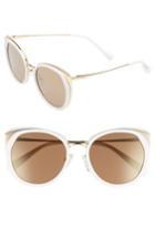 Women's Blanc & Eclare Istanbul 55mm Polarized Cat Eye Sunglasses - Snow/ Gold/ Solid Gold Mirror