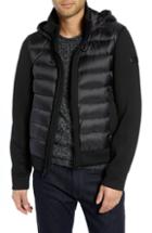 Men's Tumi Quilted Down And Neoprene Hooded Jacket, Size - Black