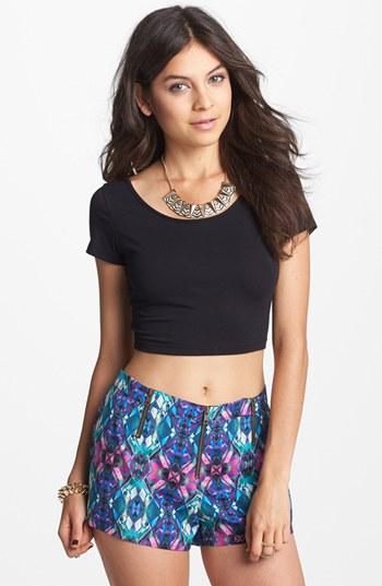 Mimi Chica High Waist Print Shorts (juniors) Blue/ Multi