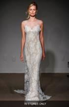 Women's Anna Maier Couture Lola Illusion Neck Sleeveless Lace Column Gown, Size - White