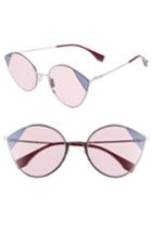 Women's Fendi 60mm Cat Eye Sunglasses - Silver/ Pink