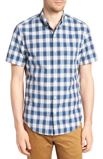 Men's J.crew Regular Fit Stretch Heathered Poplin Sport Shirt - Blue