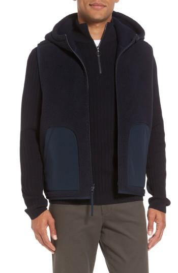 Men's Vince Reversible Hooded Faux Shearling Vest - Blue