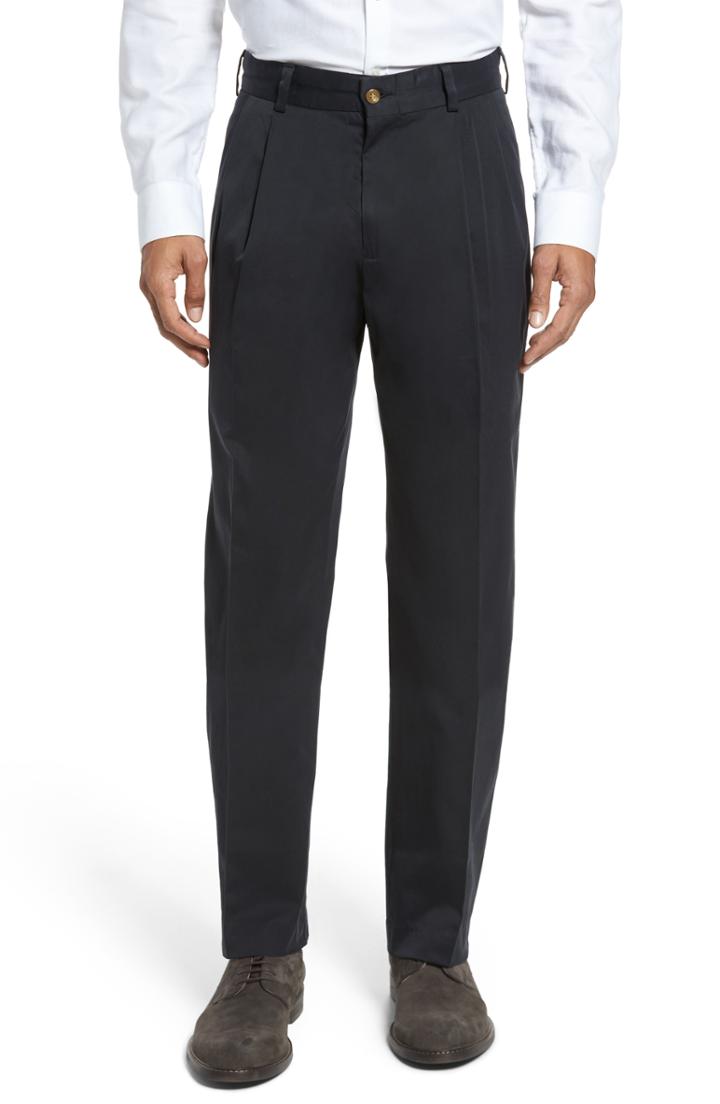 Men's Bills Khakis Classic Fit Pleat Front Chamois Cloth Pants X 30 - Black