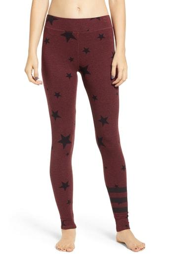 Women's Sundry Stars Yoga Pants - Burgundy