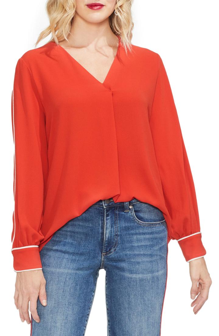 Women's Vince Camuto Piped Sleeve Top - Red