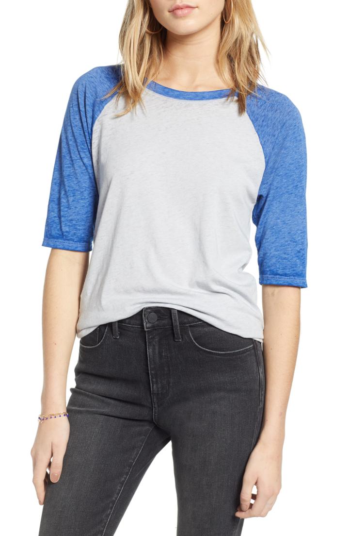 Women's Treasure & Bond Half Sleeve Baseball Tee - Grey