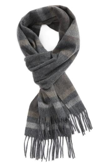 Men's Nordstrom Men's Shop Multistripe Cashmere Scarf, Size - Grey