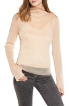 Women's Love, Fire Metallic Mesh Turtleneck Top - Pink