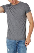 Men's Topman Muscle Fit Roll Sleeve T-shirt, Size - Grey