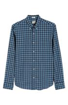 Men's J.crew Slim Fit Stretch Secret Wash Heather Gingham Poplin Shirt, Size - Black