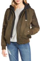 Women's French Connection Hooded Jersey Bib Bomber Jacket - Green