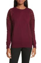 Women's Ted Baker London Tae Lace Shoulder Sweater - Red