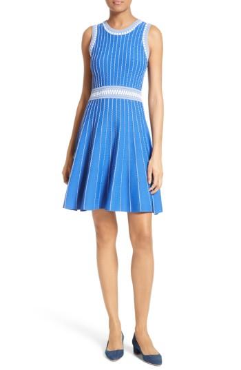 Women's Milly Ribbed Knit Fit & Flare Dress - Blue