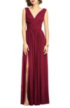 Women's Dessy Collection Surplice Ruched Chiffon Gown (similar To 14w) - Red