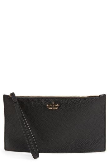 Women's Kate Spade New Oakwood Street - Ariah Pebbled Leather Wristlet - Black