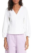 Women's Tibi Cinched Sleeve Top - White