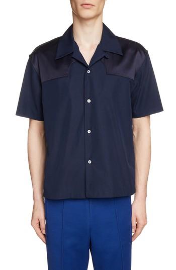 Men's Mm6 Maison Margiela Short Sleeve Camp Shirt Eu - Blue