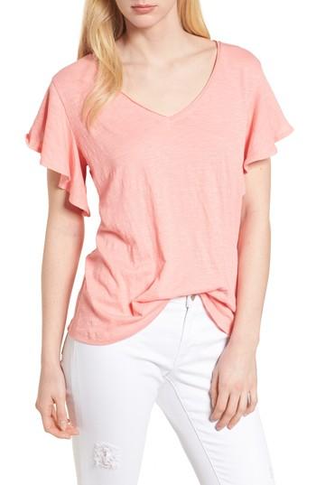 Women's Caslon Flounce Short Sleeve Tee - Pink