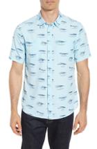 Men's Quiksilver Waterman Collection Wake Lures Sport Shirt, Size - Blue
