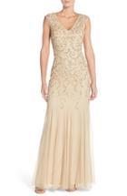 Women's Aidan Mattox Embellished Mesh Gown - Metallic