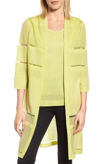 Women's Ming Wang Long Jacquard Knit Jacket - Yellow