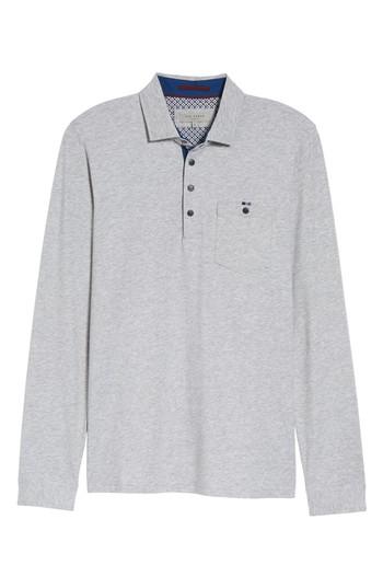 Men's Ted Baker London Denn Long Sleeve Polo (l) - Grey
