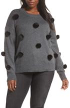 Women's Cece Pompom Pullover, Size - Grey