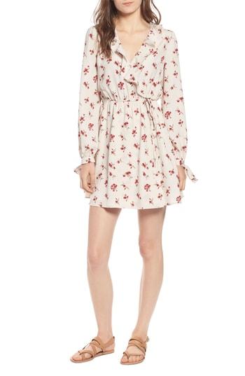 Women's Moon River Floral Print Faux Wrap Dress - Ivory