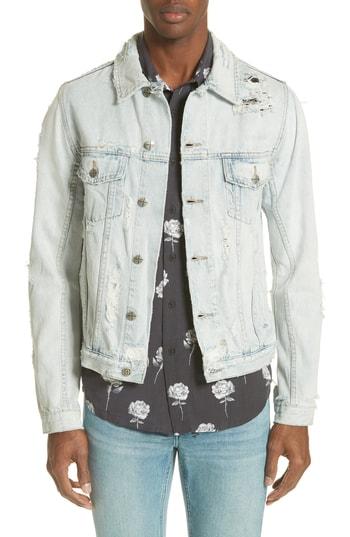 Men's Ksubi Chaser Ripped Denim Jacket - Blue